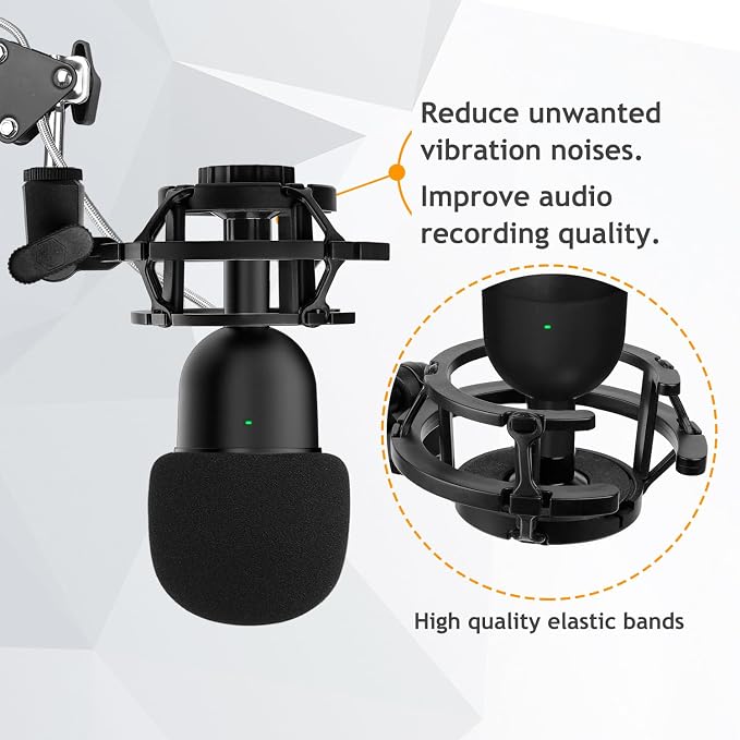 Razer Seiren Mini Boom Arm Mic Stand with Pop Filter, Shock Mount, Upgraded Heavy Duty Clamp, Adjustable Suspension Scissor Boom Arm Stand for Razer Seiren Mini USB Streaming Microphone Frgyee