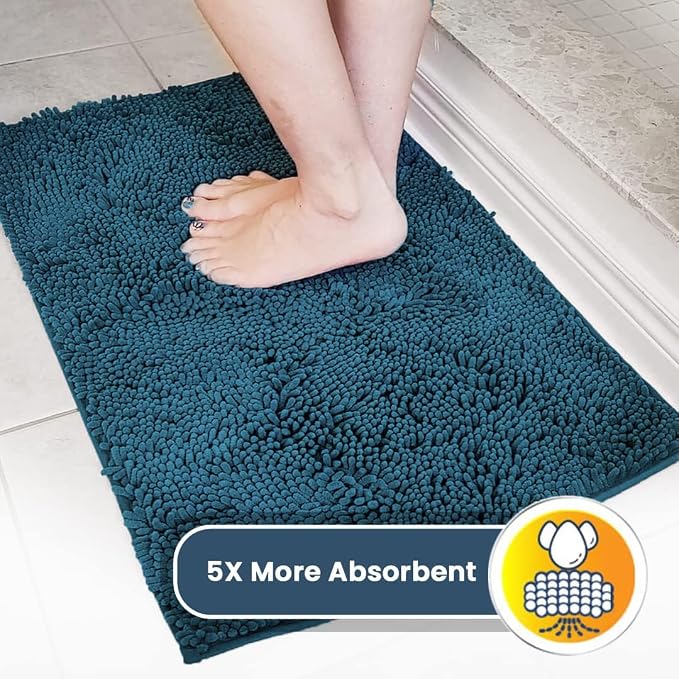 Muddy Mat® | Super Absorbent Door Mat Indoor, Microfiber Quick Dry Chenille Entryway Rug, Non-Slip Front Door Mat, Indoor Mats for Entryway, Machine Washable Pet Rug, Atlantic Blue 30"x19"