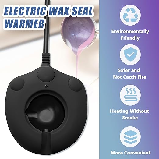 Electric Wax Warmer, Seal Melter Black Electric Wax Seal Kit with Spoon, Tweezer and Stir Stick for Melting Beads and DIY