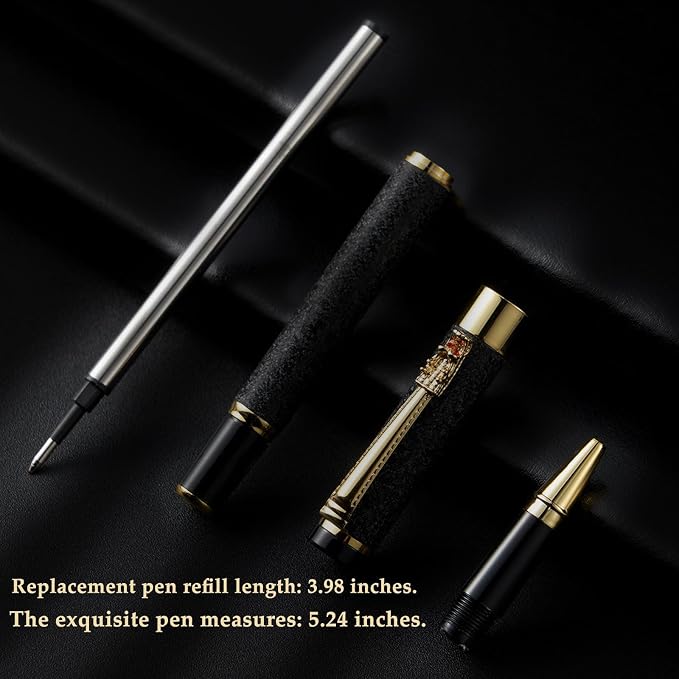 Nice pens for writing | Nice Rollerball Pens with Dragon Design, Elegant Gift Pen,for Men & Women Office & Signature Writing Pen, Refillable Black Ink Business Pen (Black)
