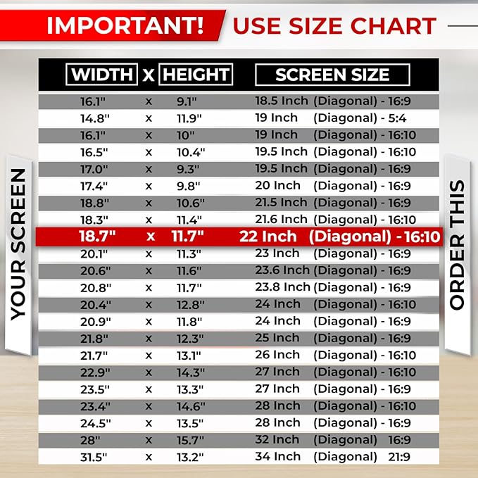 22 Inch 16:10 Computer Privacy Screen Filter for Monitor - Privacy Shield and Anti-Glare Protector