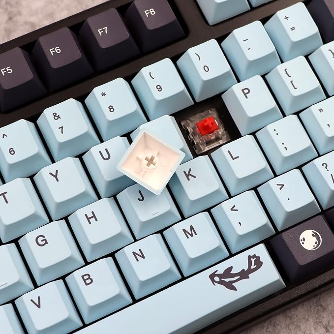 JSJT Sky and Blue Keycaps -Custom Keycap137 Keys PBT Dye Sublimation Cherry Profile Keycaps for ANSI/ISO Layout rk61/64/68/84/980/104 MX Switches Mechanical Keyboards