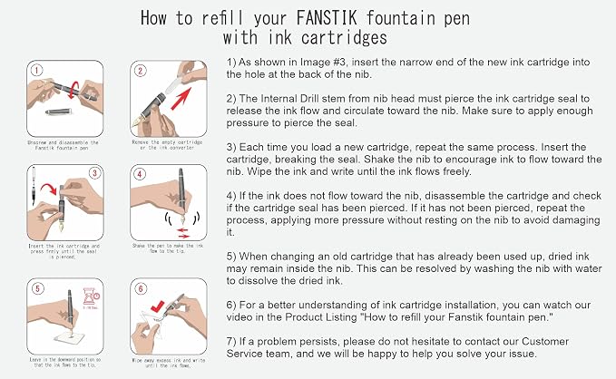 FANSTIK, Customized Fountain pen with name (MADE IN USA), stainless steel, black and gold, luxury engraved pen personalized for men and for women. (Fountain Black-Gold)
