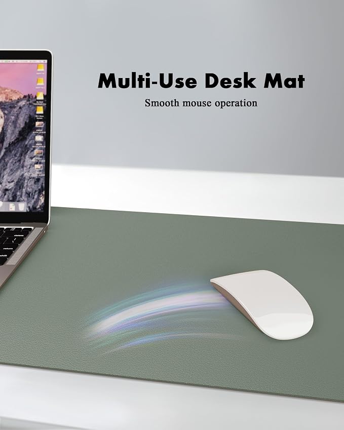 YSAGi Double-Sided Desk Pad, 31.5"x15.7"Leather Desk Mat, Eco Cork Desk Pad Protector,Large Mouse Pad,Waterproof Desk Blotter for Office/Home(Jungle Green)