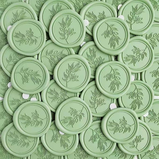 50 Pcs Sage Green Wax Seal Stickers Self- 3D Wedding Invitation Seal Stickers, Perfect for Wedding Invitation, Envelopes Christmas Cards, Seating Chart, Good Adhesion and Easy to Use