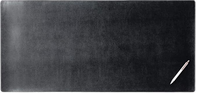 DACASSO Bonded Leather No Core Rollable Desk Mat/Pad - Luxury Leather Desk Blotter for Writing - Executive Desk Surface Protector - (Black, 36” x 17”)