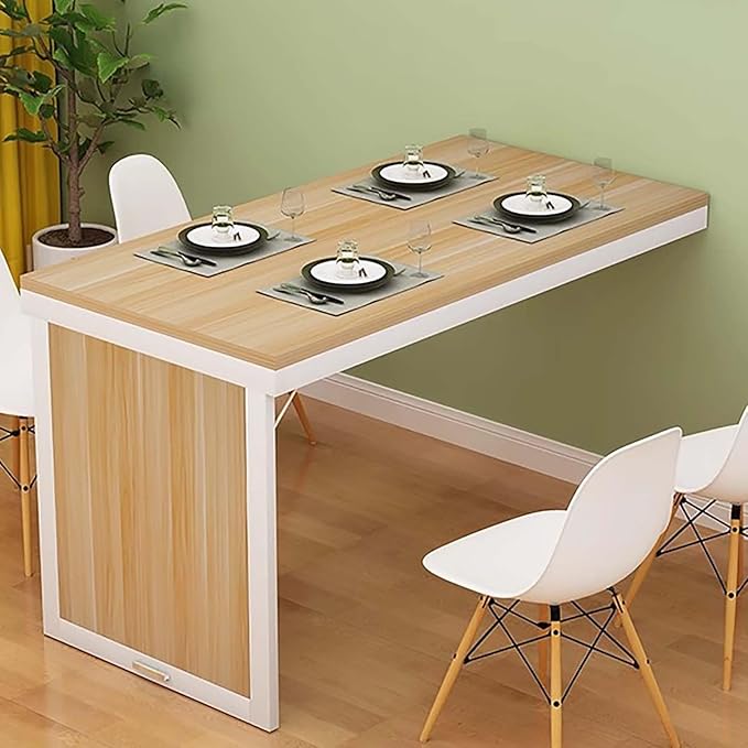 Wall-Mounted Folding Dining Table - Space-Saving Floating Desk for Home Office & Dining Room - Modern Simple DesignMulti-Function Beige Computer Desk (80x60cm/31)