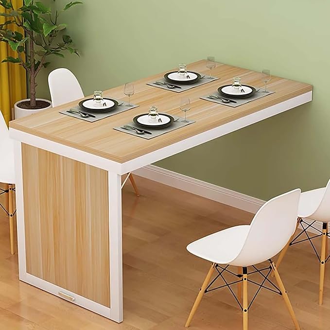 Wall-Mounted Folding Dining Table - Multi-Function Floating Desk for Home Office & Dining RoomSpace-Saving Modern Computer DeskBeige (100x60cm)