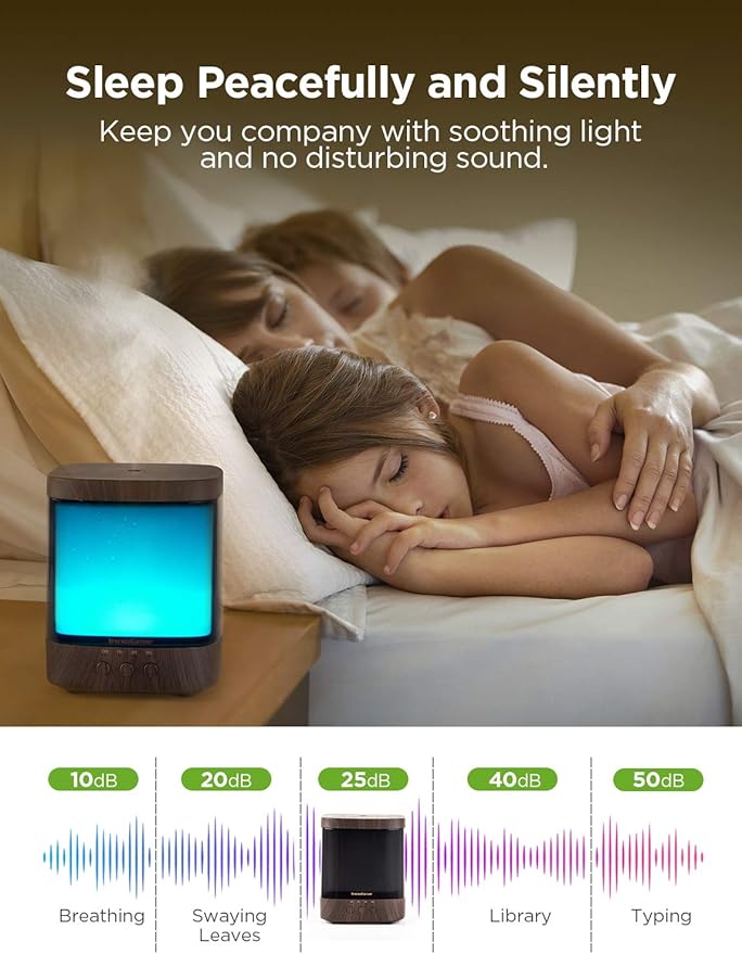InnoGear Diffusers for Essential Oils, 300ml Oil Diffuser Aromatherapy Diffusers Aroma Ultrasonic Cool Mist Humidifier 4 Timers Color Changing Lights Auto-Off, Brown