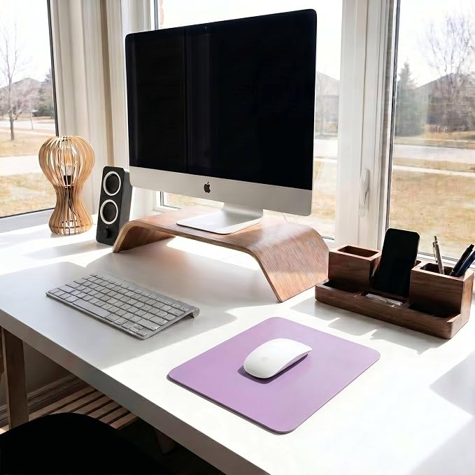 Leather Desk Pad Protector, Waterproof Mouse Pad, PU Desk Mat, Office Desk Cover, Desk Writing Mat for Office/Home/Work/Cubicle (Purple) 9x8 in