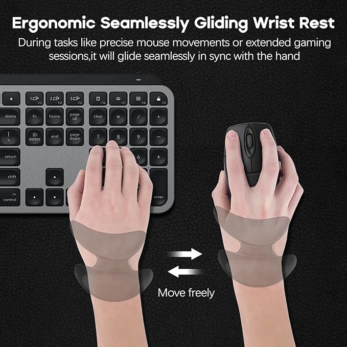 Ergonomic Wrist Rest for Mouse, Right-Handed Truly Mouse Wrist Support, Smooth-Glide, Comfortable Curved Design for Gaming, Office, Computer, Laptop - Black