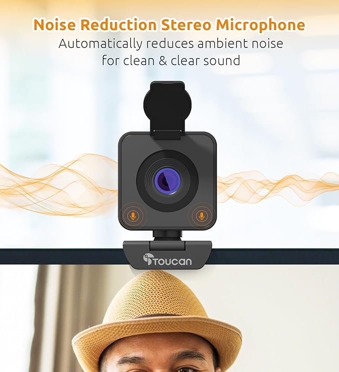 TOUCAN 1080P Webcam for pc, Webcam with Microphone for Laptop, Plug and Play USB Web Cam, 90°View Computer Camera, External Camera for Streaming, Skype, Zoom, FaceTime, Hangouts, MacBook/Tablet