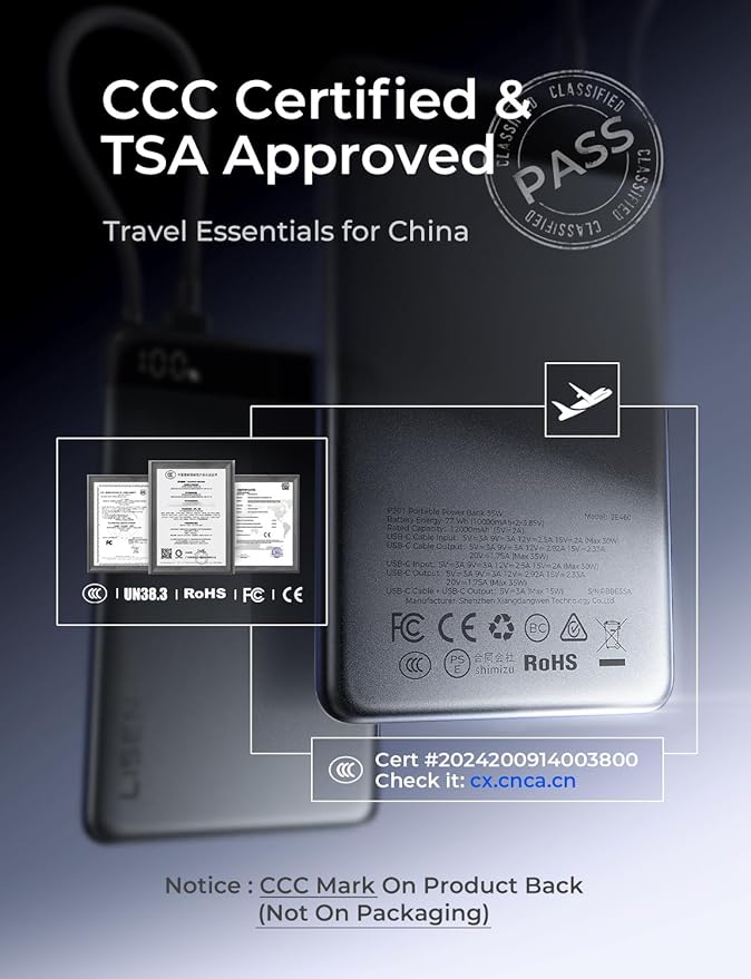 LISEN CCC Certified [Metal Alloy] 20000mAh Power Bank for 40+ Hours of Extra Power, TSA Approved Airplane Travel Essentials, 35W Fast Charging for iPhone 17 16 15 Pro Max Samsung Galaxy S26 Ultra iPad