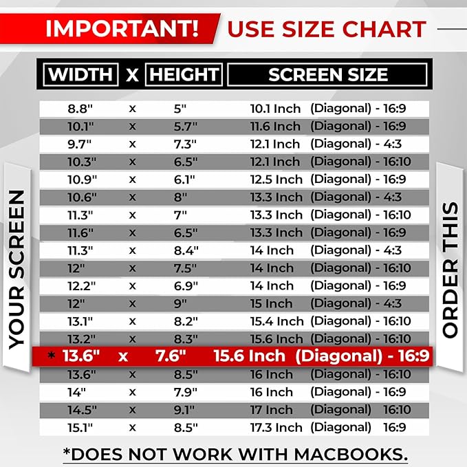 Magnetic Laptop Privacy Screen 15.6 Inch 16:9 - Patented Removable Laptop Privacy Filter Shield and Protector