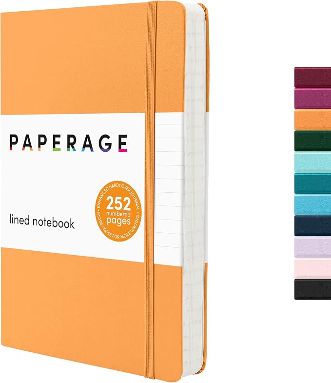 PAPERAGE Lined Journal Notebook, Hardcover Journal for Women & Men, 252 Pages, (5.6 in x 8 in), College Ruled Journaling Notebook for Work, School Supplies & Note Taking, (Marigold)