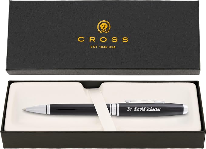 Cross Coventry Ballpoint Pen with Personalized Engraving - Black Lacquer with Chrome Trim - Gift for Graduation, Retirement, New Job, or Corporate Recognition