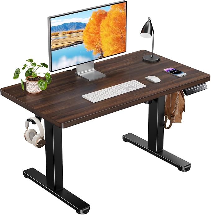 ErGear Low Height Adjustable Desk, Lifts 18.9-28.4 Inches, 35 X 20 Inches Electric Standing Desk for Kids, 4 Height Memory Settings & Storage Hooks, Home Office Computer Table & Study Desk, Walnut