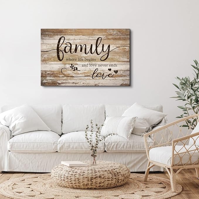 Large Family Canvas Wall Art for Living Room Bless This Home Wall Decor Rustic Kitchen Signs Pictures Vintage Farmhouse Family Painting Prints Christian Artwork Bedroom Office Home Decorations 24x36”