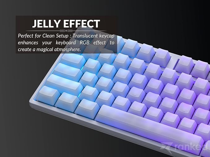 Ranked POM Jelly Premium Translucent Keycap Set | 1.45 mm Thick POM | Cherry Profile for Custom Mechanical Keyboard (White, 169 Keys)