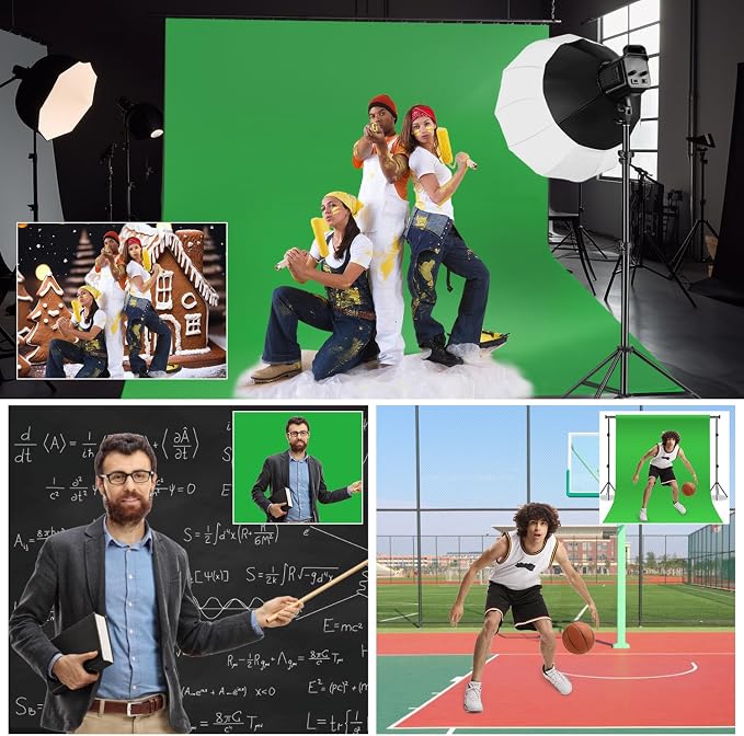 Green Screen Backdrop 10x20 ft, Portable Greenscreen Background for Streaming Zoom, Large Green Photo Backdrop Curtain for Photography, Chromakey Muslin Cloth for Gaming Photoshoot Video Studio