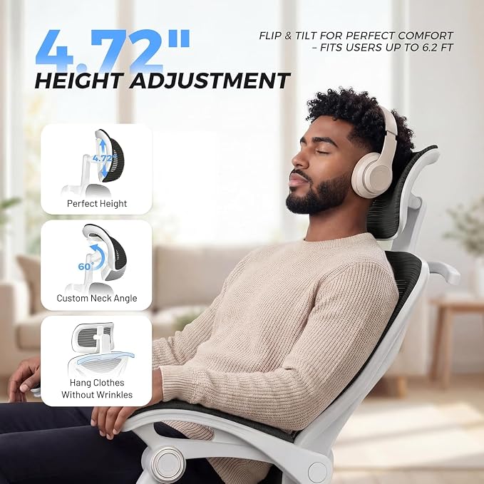 Ergonomic Office Chair with Footrest - Adjustable Lumbar Support & Headrest, 90-160° Reclining Mesh Back Computer Chair - Home Office/Gaming, 330lbs Capacity