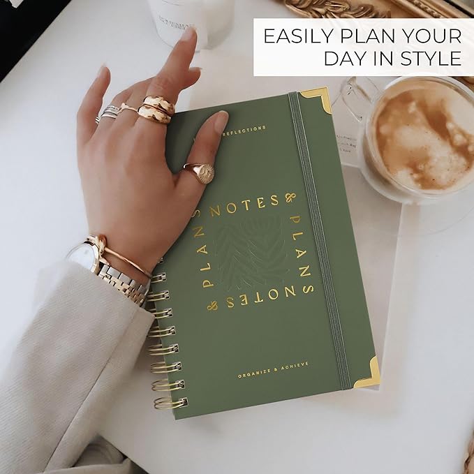 Aesthetic Daily Planner And Notebook With Hourly Schedule - Beautiful Spiral To do List Notepad For Work/Home to Organize Tasks And Appointments - Stylish School/Office Supplies Book For Women