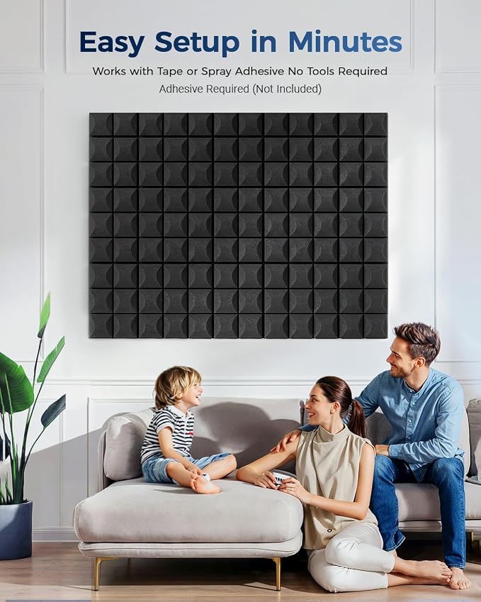 GUERRI 12 Pack Acoustic Foam Panels 12" x 12" x 2" Mushroom Design Sound Proof Foam Panels High Density Sound Absorbing Foam Echo Reduction for Wall, Home Studio, Recording & Gaming