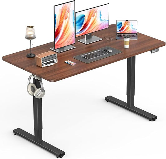 Electric Standing Desk, Gaming Desk, 48 x 24 Inch, Walnut | Height Adjustable Computer Desk with Smart Controller, Sit and Stand Up Table for Home, Office, Work, Study, Writing