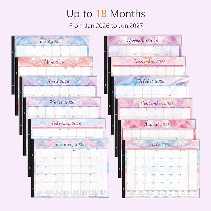 2026 Desk Calendar Large 22x17 – Desk Top Calendar 2026 with plastic cover