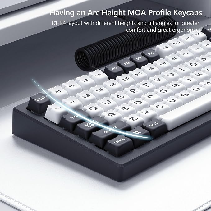 Womier PBT White Keycaps for Mechanical Keyboard, Bear Cute Keycaps, 122 Keys Custom MOA Key Cap for 60%,65%,75%,TKL,100% Cherry Gateron MX Switches Mechanical Keyboard-White