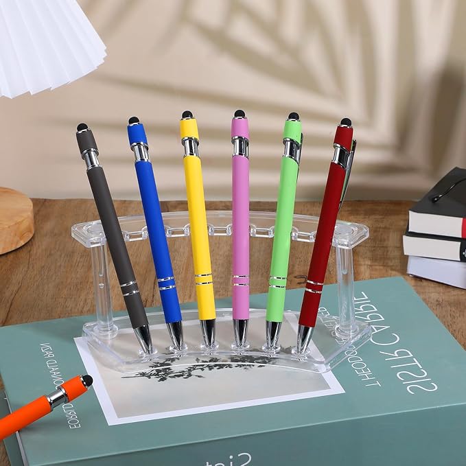 Kifmurase 2Pcs Clear Plastic Pen Holder Stand Display Rack, 6-Slot Pen Display Stands, Acrylic Pencil Holders Eyebrow Pens Stand Makeup Brush Rack Organizer for Home Office Store Desk School Supplies