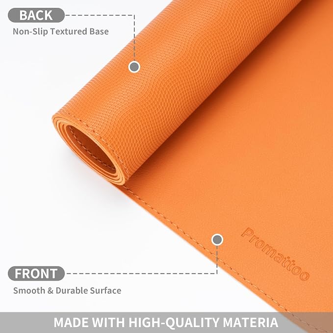 Large Desk Pad Non-Slip Desk Mat Protector for Keyboard Mouse Waterproof Vegan Leather Surface Faux Leather Laptop Mat Smooth Mouse Pad Premium Gift Tube Sunset Orange 47" X 17"