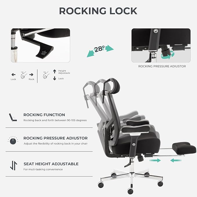 Big and Tall Office Chair 700lbs with Ergonomic W Wide Thick Seat Cushion, Oversized Mesh Desk Chair with Adjustable Lumbar for Heavy People, Computer Chair with 4D Armrest Headrest Footrest