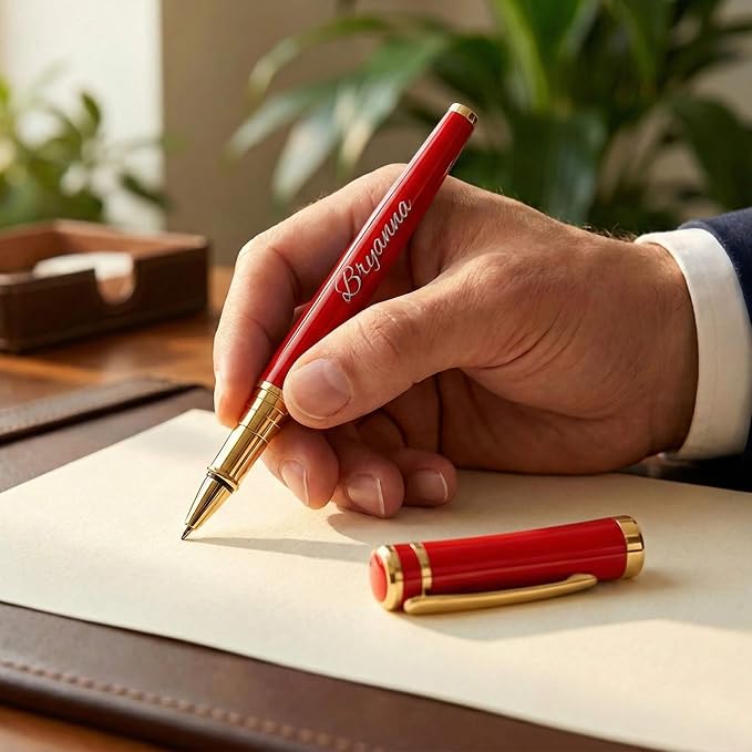 Yastar Personalized Pen with a Custom badge Office Gift Set Customized Pen Engraved with your Message Names Company Names Phone Number Gift for Colleague Friends Business any occations