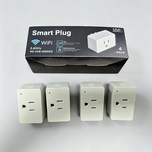 4 Pack Smart Plugs, WiFi Outlets Work with Alexa&Google Assistant, 15A/1800W Max, Smart Sockets with APP Control, Timer Plug with Group Control, No Hub Required, ETL & FCC Certified, 2.4Ghz only