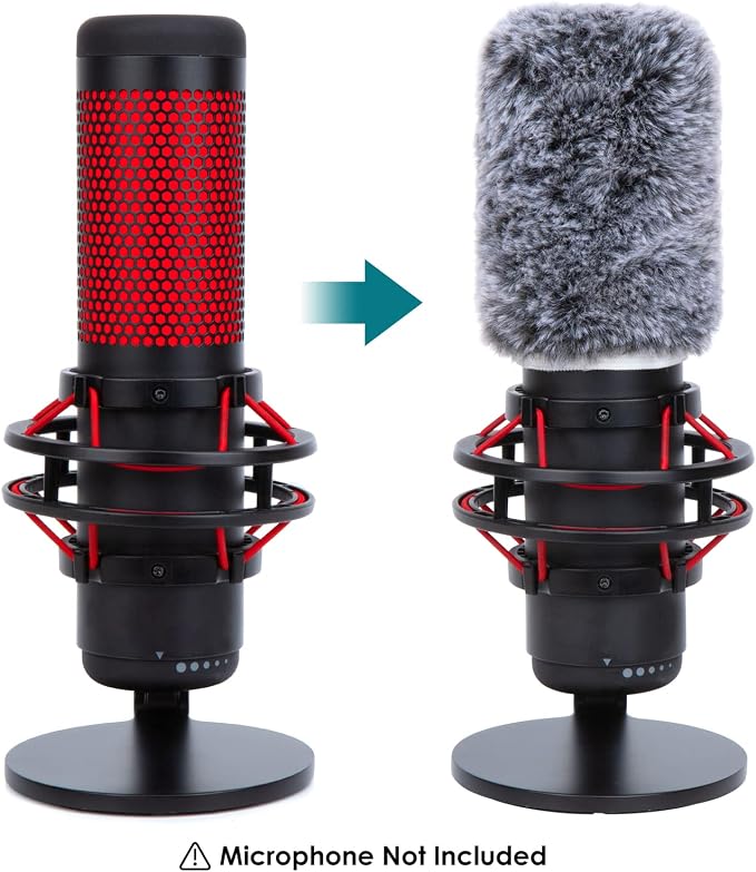 YOUSHARES QuadCast Mic Windscreen, Furry Wind Cover Compatible with HyperX QuadCast Mic and HyperX QuadCast S microfono for Filter Ambient and Breathing Winds