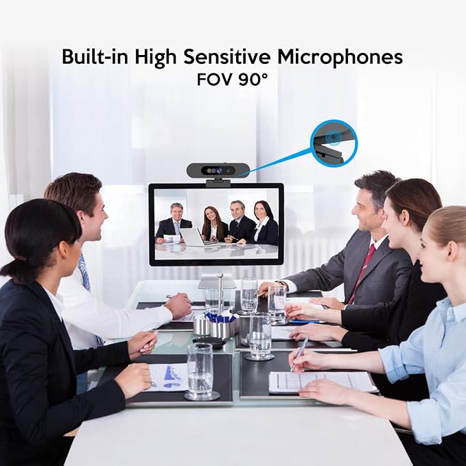 TOALLIN 1080P Webcam for Windows Hello Face Login, IR Facial Recognition, Windows Hello Compatible Webcam with Microphone, Computer Camera, Wide Angle View USB Web Camera with Privacy Cover