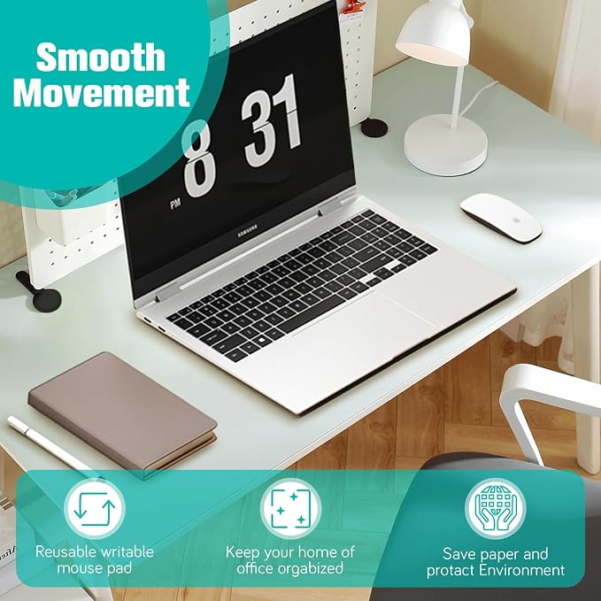 Dry Erase Desk Mat for Making Plans,27.5"x13.8" Writable & Erasable Desk Mouse Pad with 2 Markers & 2 Cloths,Waterproof Writing Desk Pad for Office Home School (Pale Blue)