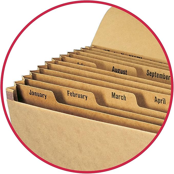 Smead Expanding File with Flap and Cord Closure, 12 Pockets, Monthly (Jan-Dec), Letter Size, Kraft (70186) (Pack of 1)