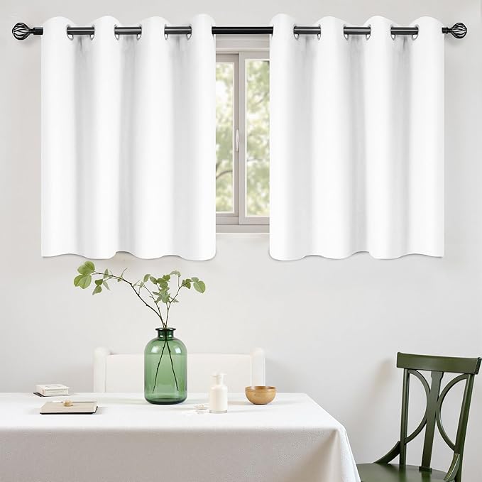 DriftAway Blackout Soundproof Thermal Insulated Linen Textured Curtains with Quilted Thermal Lining for Cold and Heat Blocking Noise Reducing Daytime Sleep 1 PC 52 Inches by 36 Inches White