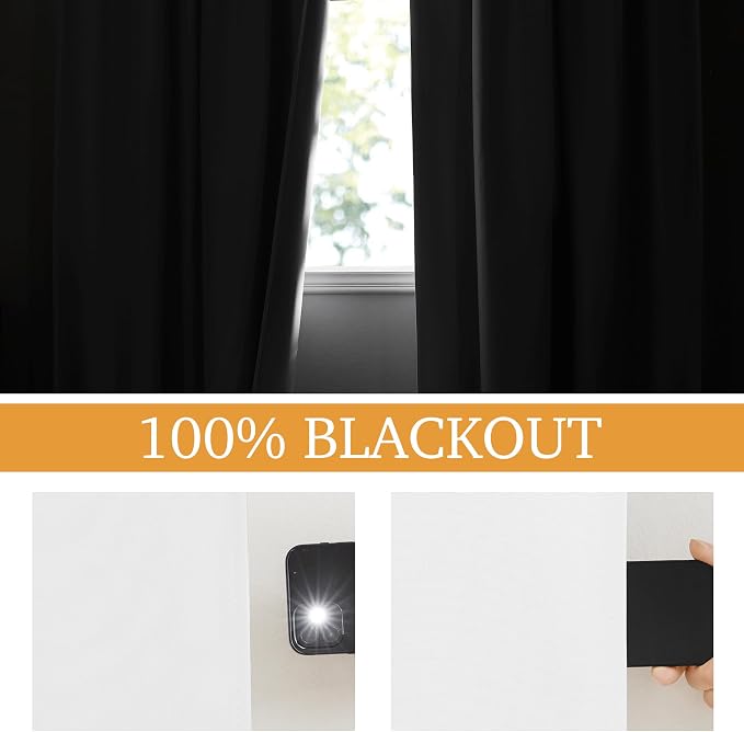 RYB HOME 3 in 1 Soundproof - Blackout - Insulation Linen Curtains, Noise Blocker Energy Saving Curtains for Bedroom Living Room Studio Home Office, White, W52 x L102 in, 2 Panels