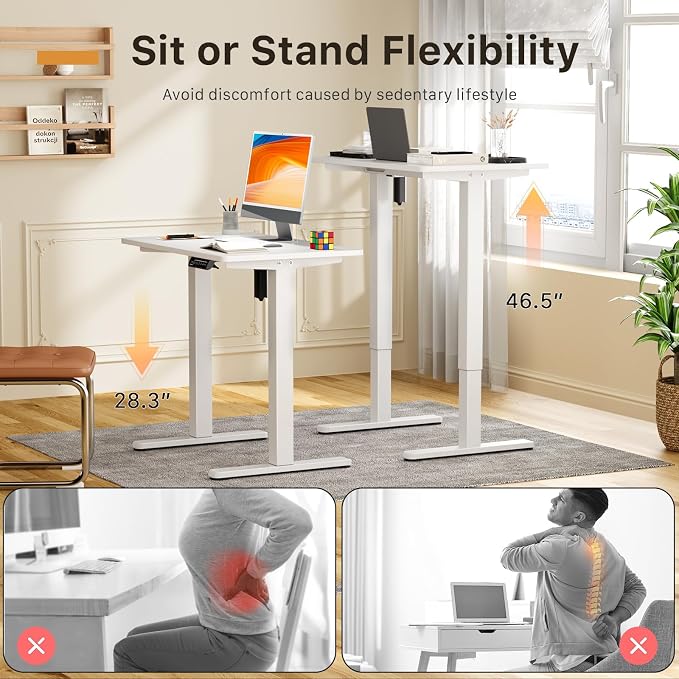 JOY worker Tiny Electric Standing Desk, 31.5" Whole Piece Height Adjustable | 31.5" x 20" White Small Sit Stand Desk with Memory Controller, Narrow Computer Workstation for Home Office School Walking Pad