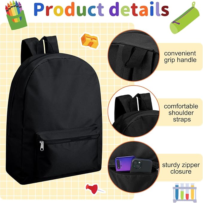 Silkfly 12 Pcs 17" Backpacks with 144 Pcs School Supplies Kits Includes Markers Scissors Rulers Sharpeners Ballpoint Pens Erasers Pencil Cases Pencils for Elementary Middle High School