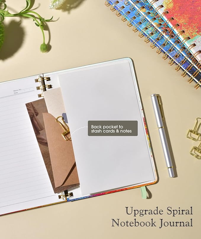 Lined Spiral Journal Notebook for Women, A5 Cute Hardcover Spiral Journals for Writing, 150 Pages Pretty College Ruled Notebooks for Work & Note Taking, 5.75" x 8.38", The Tree of Life in Oils