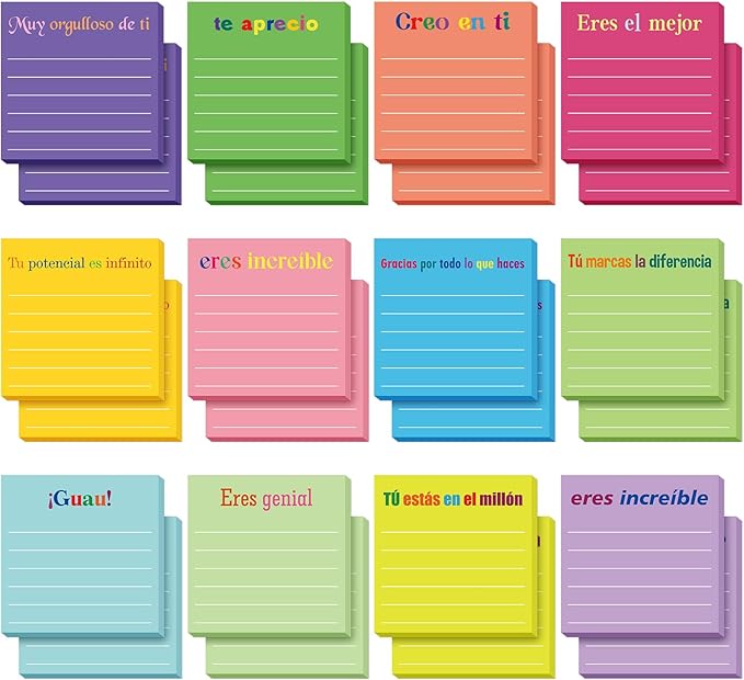 Yinder 24 Pcs Inspirational Sticky Notes Thank You Gift Motivational Sticky Note Pad Employee Appreciation Gift Bulk for Staff Coworker Teacher Nurse Office Groups 3 x 3'' (Appreciation,Spanish)