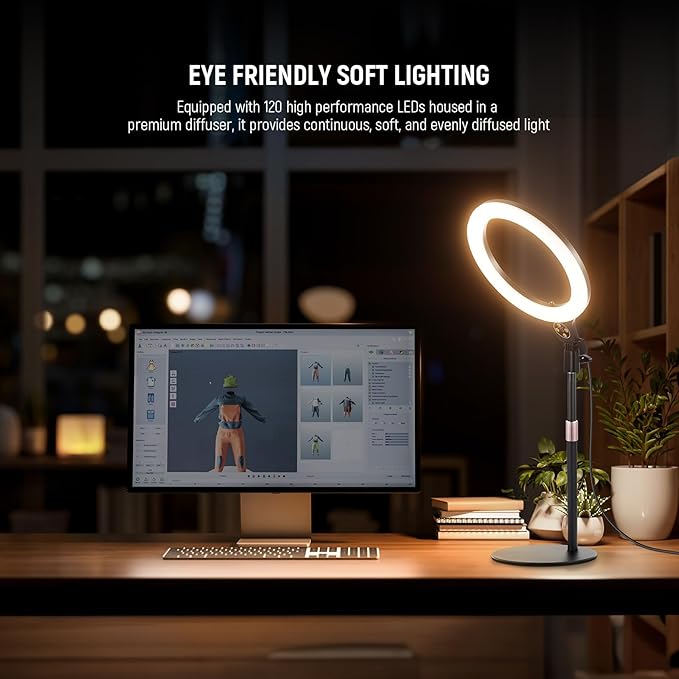 NEEWER Entry Level Version 10.5" Desk Ring Light with Stand/Phone Holder Compatible with iPhone/Remote, 10W CRI85+ LED Lighting for Streaming Recording Makeup Selfie Laptop Video Conference, N22
