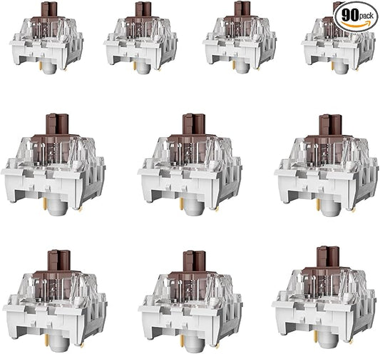 ZhouWang Brown Switch 3 Pin 50gf Pre-Lubricated,Dustproof Tactile Switch,Suitable for RGB,Mechanical Gaming Keyboards、MX Mechanical Keyboard(Brown,90PCS)