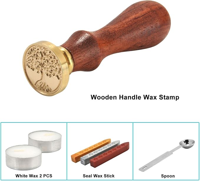 Tree of Life Wax Seal Stamp Set, Yoption Classic Vintage Seal Wax Stamp Set, Retro Seal Stamps Maker Gift Box Set (Tree of Life)