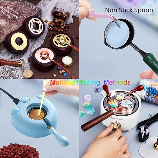 Initial Alphabet Wax Seal Stamp Set, Retro Letter M Sealing Stamp with 150Pcs Sealing Wax Beads in 5 Color, Melt Non Stick Spoon Pen Kit for Wedding and Christmas (M)