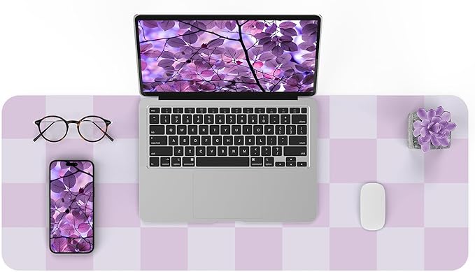 AFIING Purple Desk Mat 31.5" x 12", Leather Desk Pad | Waterproof PU Leather, Non-Slip Rubber Base, Stylish Desk Decor, Office & Home